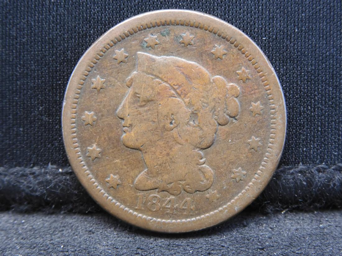 1844 Braided Hair Large Cent - Better Date! (1 of 2)