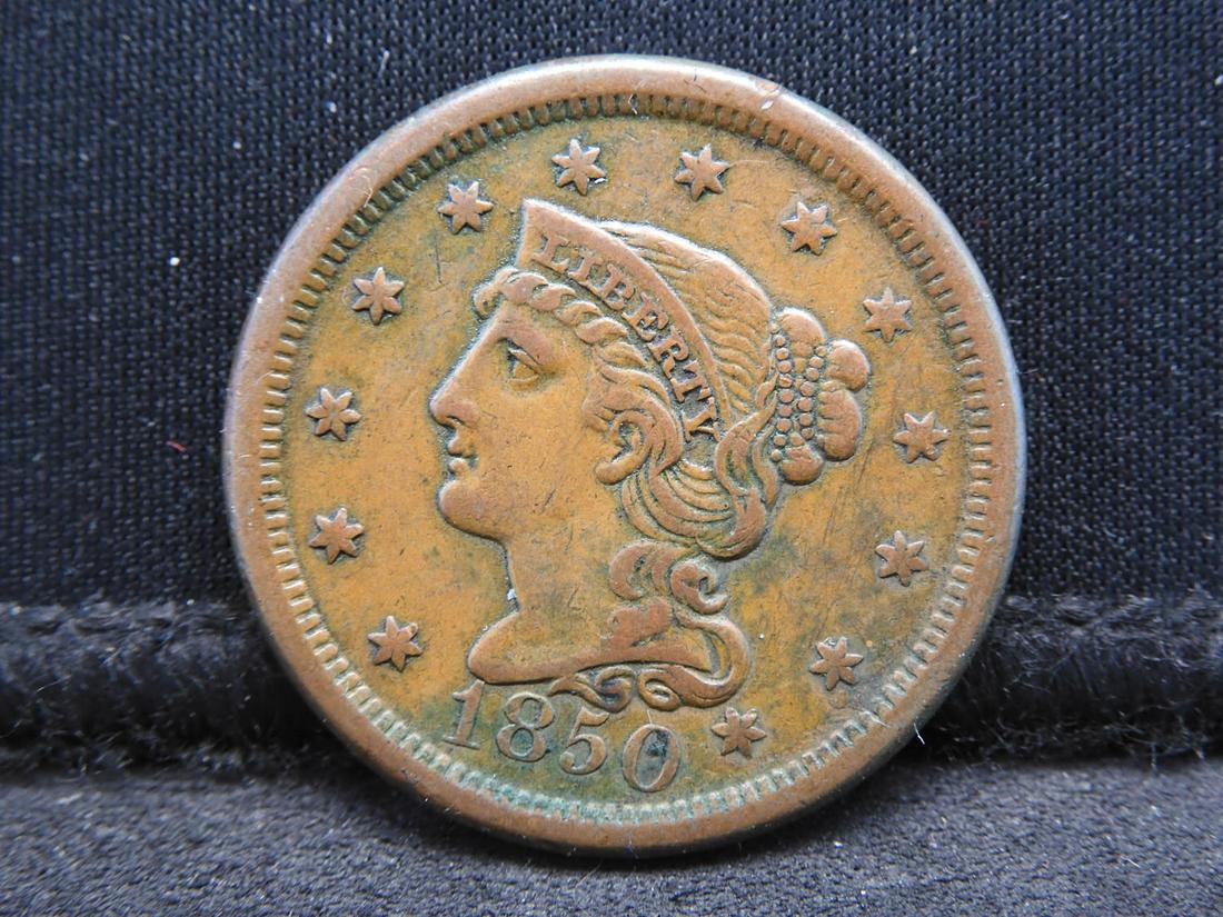 1850 Braided Hair Large Cent - VF/XF (1 of 2)
