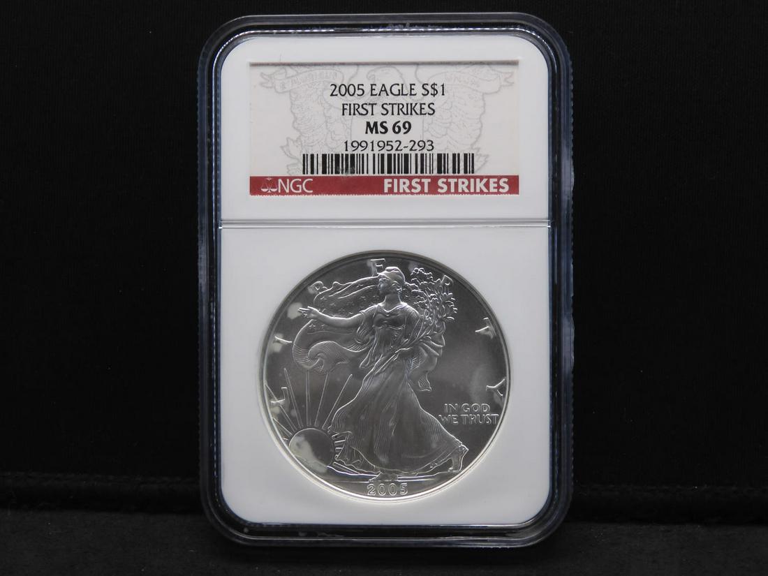 2005 American Silver Eagle NGC MS69 First Strikes (1 of 4)