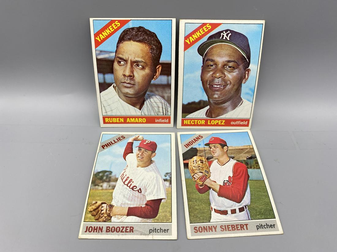 1966 Topps Baseball Assorted Cards - 4 Cards - Varying (1 of 2)