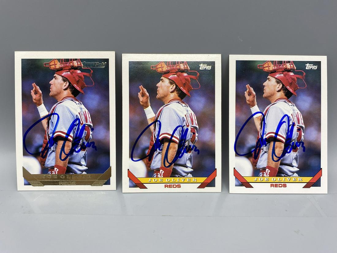 1993 Topps Joe Oliver Signed Baseball Cards - Lot of 3 (1 of 2)