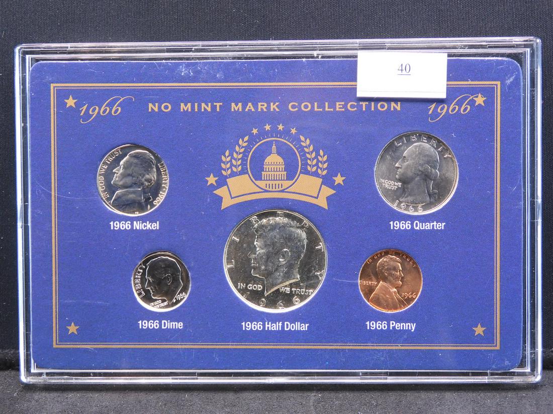 1966 No Mint Mark 5 Coin Collection w/ 40% Silver (1 of 2)