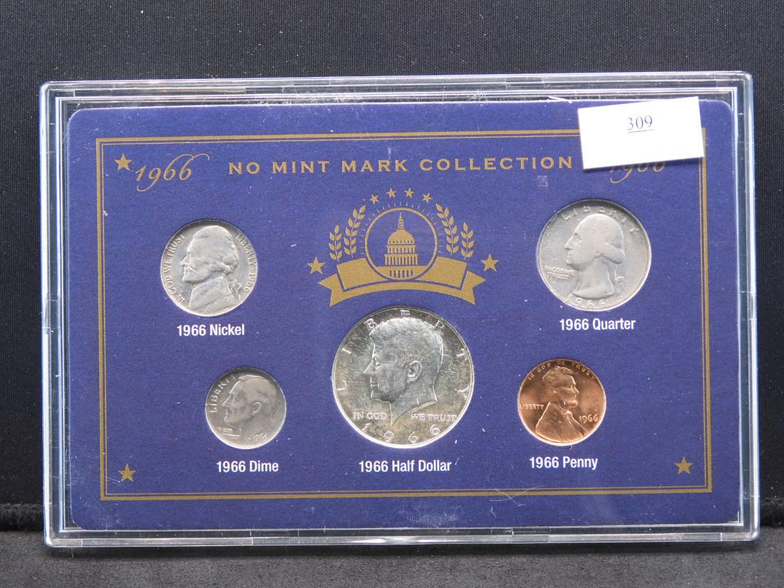 1966 No Mint Mark 5 Coin Collection w/ 40% Silver (1 of 4)