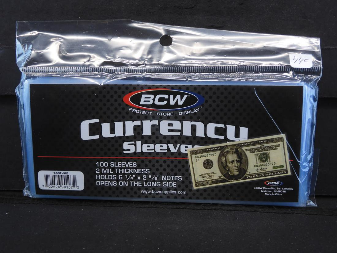 100 CURRENCY SLEEVES, NEW/SEALED (1 of 2)