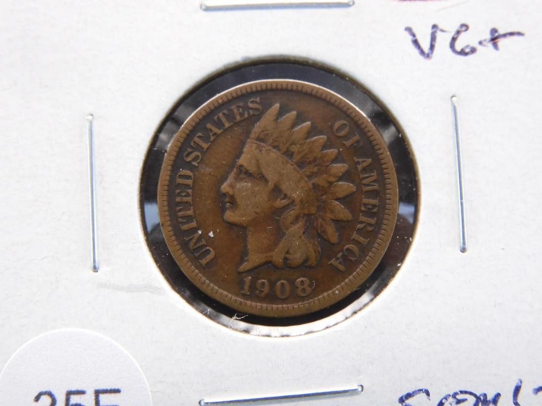 1908-S Indian 1c. VG+. Semi-Key. (1 of 3)
