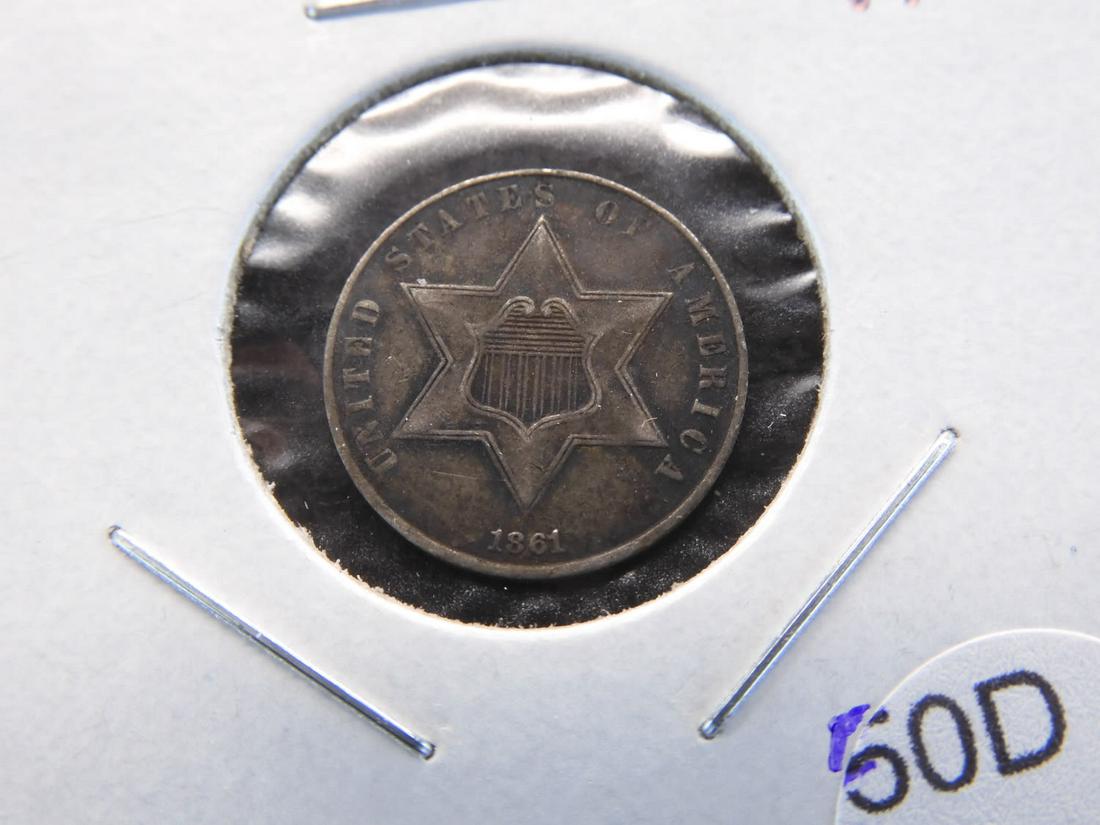 1861 3c Silver. VF. (1 of 3)