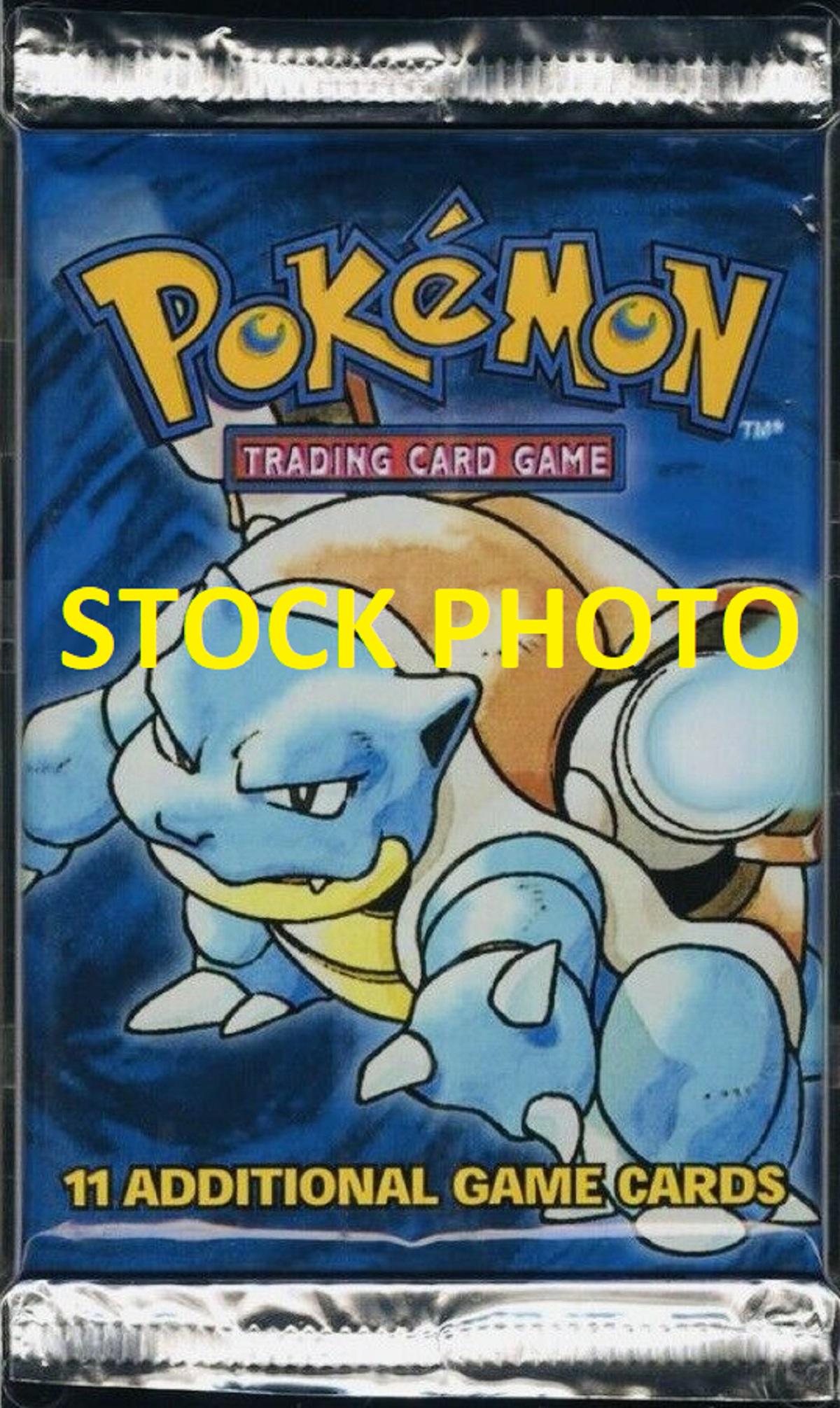 Live Box Break - (1) 1999 Pokemon Unlimited Base Unopened Booster Pack: This auction is for (1) one random booster pack of 1999 Pokemon Unlimited Base Set from the pictured Factory Sealed Blue Wing Charizard Box. The pack pictured with this listing is a stock image and no
