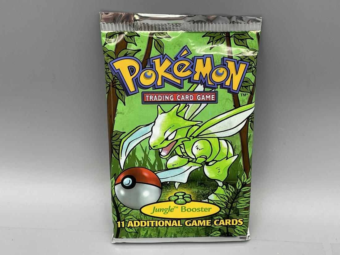 1999 Pokemon Jungle Unopened Booster Pack - Scyther: 1999 Pokemon Jungle Unopened Booster Pack - Scyther Pack Art