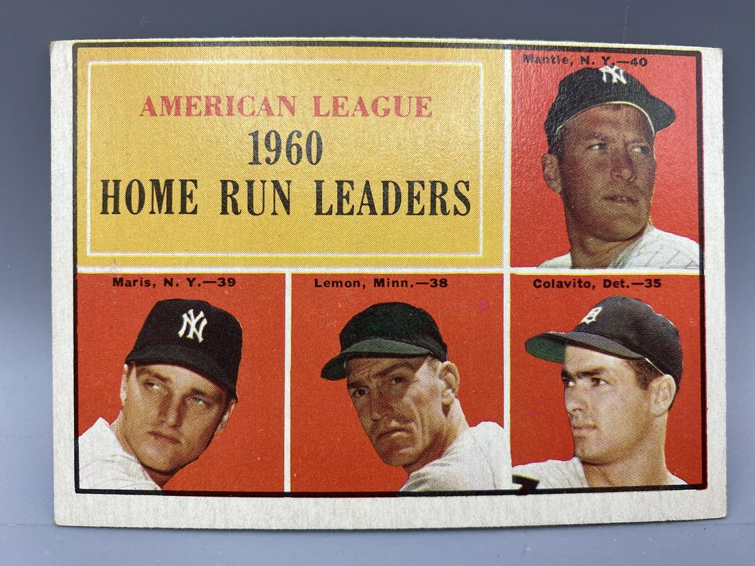 1961 Topps AL Home Run Leaders Mantle, Maris, Lemon,: 1961 Topps AL Home Run Leaders Mantle, Maris, Lemon, Colavito #44