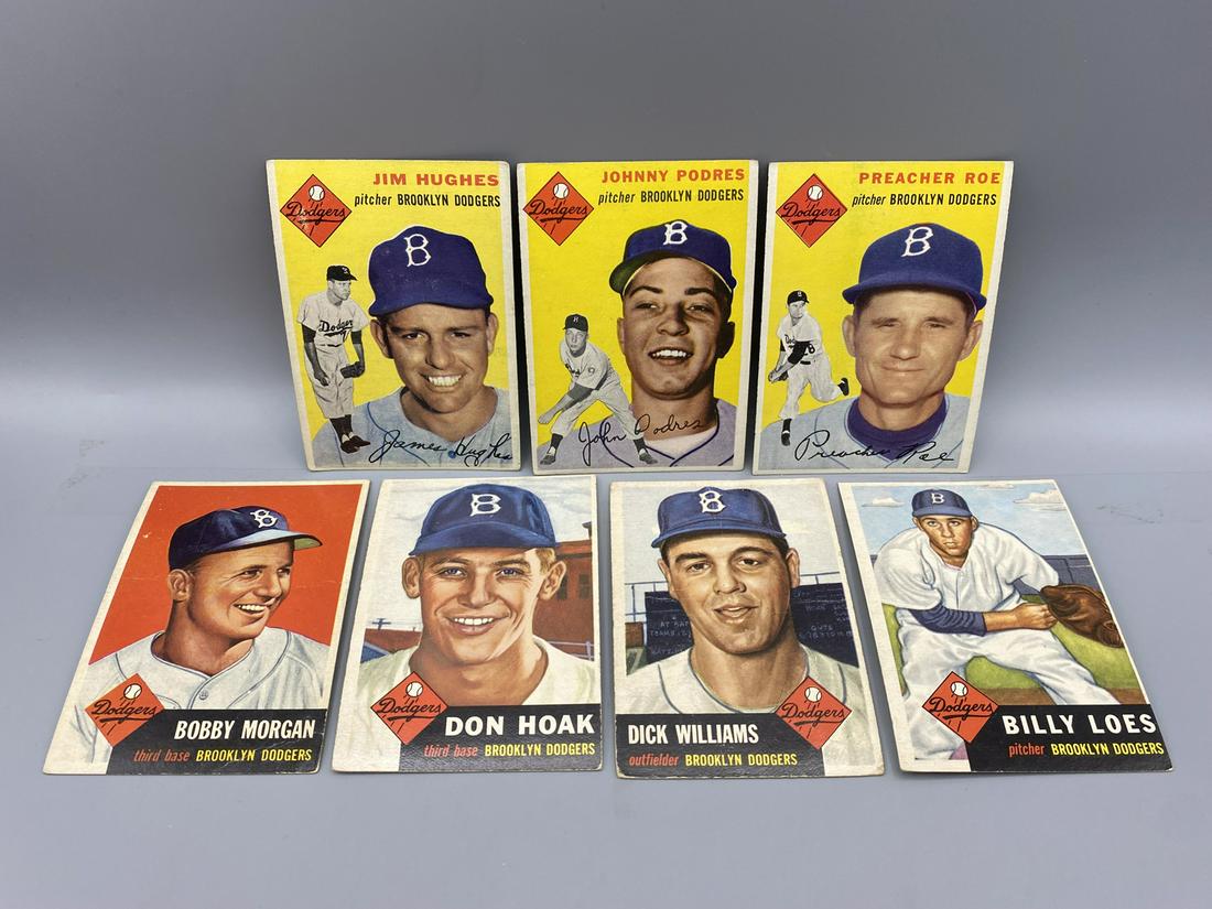 1953 & 1954 TOPPS - LOT OF (7) BROOKLYN DODGERS (1 of 2)