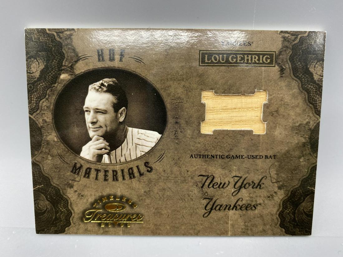 2003 Donruss Timeless Treasures Lou Gehrig HOF: 2003 Donruss Timeless Treasures Lou Gehrig HOF Materials Game Used Bat Relic #83/100