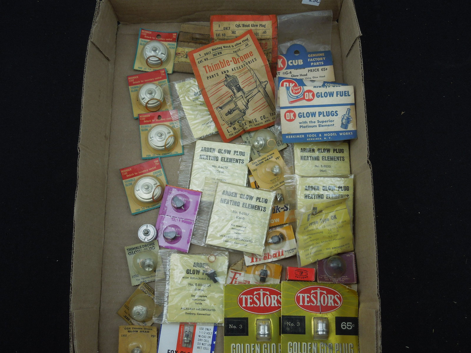 Lot of Carded and Bagged Glow Plugs; Thimble Drome, Arden, Testors, O&R, Fireball, Others: Lot of Carded and Bagged Glow Plugs; Thimble Drome, Arden, Testors, O&R, Fireball, Others