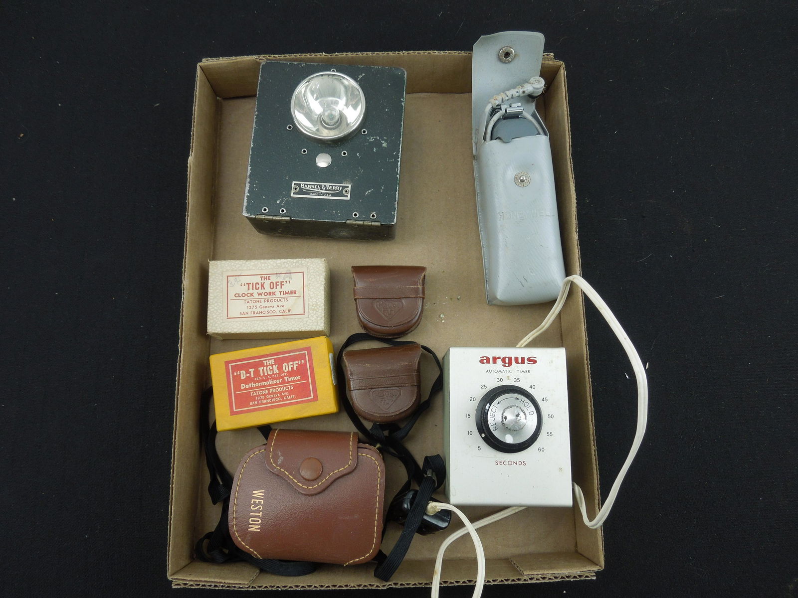 Lot of Miscellaneous Photography Items; Rollei Lenses, Tick-Off Timers, Exposure Meter, Argus Auto (1 of 5)
