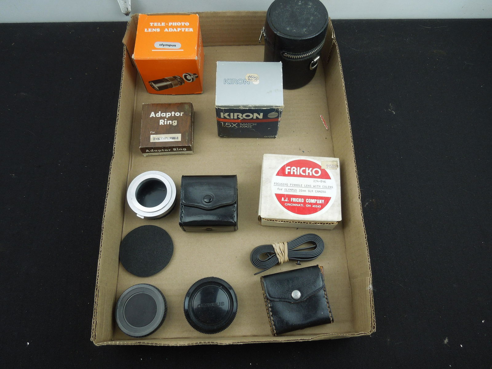 Lot of Accessories for Olympus / OM Cameras; Olympus 1:14 50mm Lens, Kiron 1.5x Match Mate, Fricko (1 of 4)