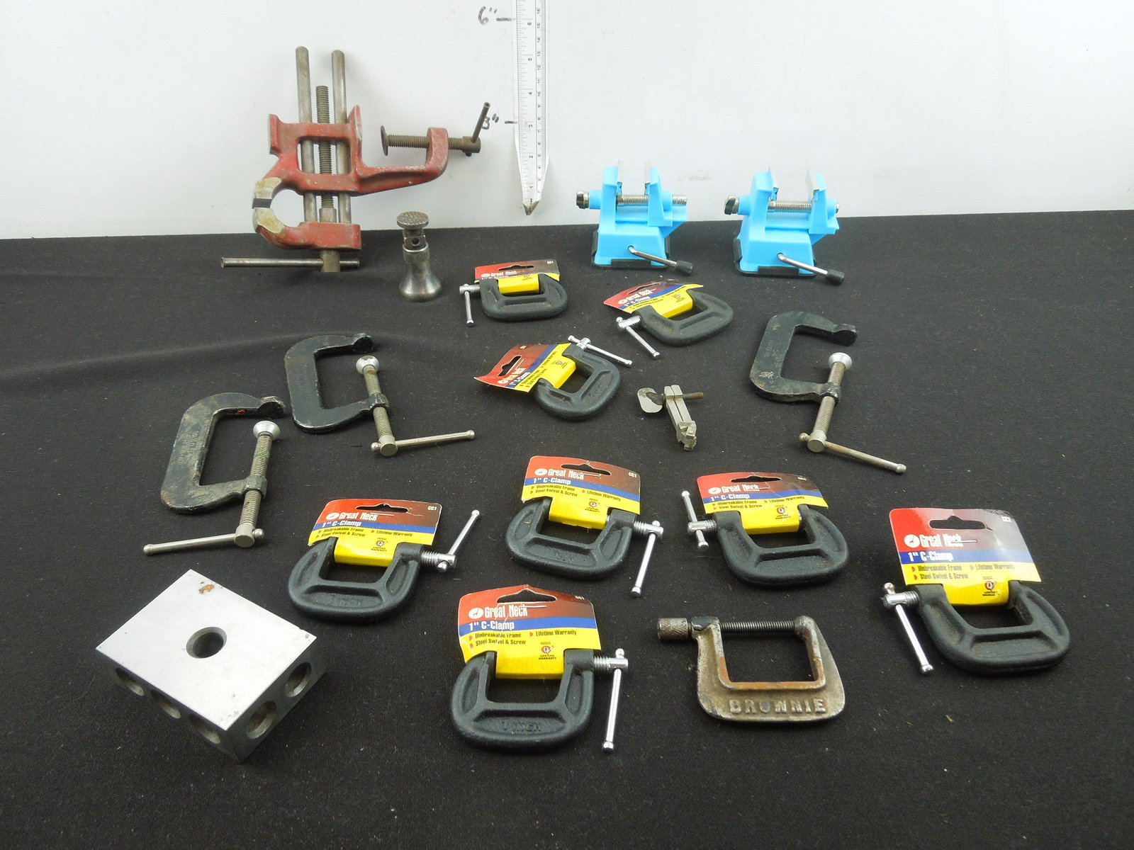 Kal Clamp-On Vise, Several Small C-Clamps, Machinist 1-2-3 Block, Machinist Jack, 2 Small Vacuum (1 of 7)