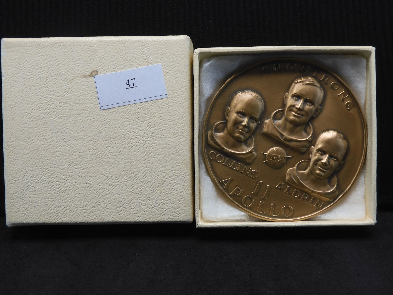 Bronze Medal Commemorating Apollo 11 w/ Armstrong, Collins & Aldrin w/ Box By Medallic Art Co. (1 of 4)