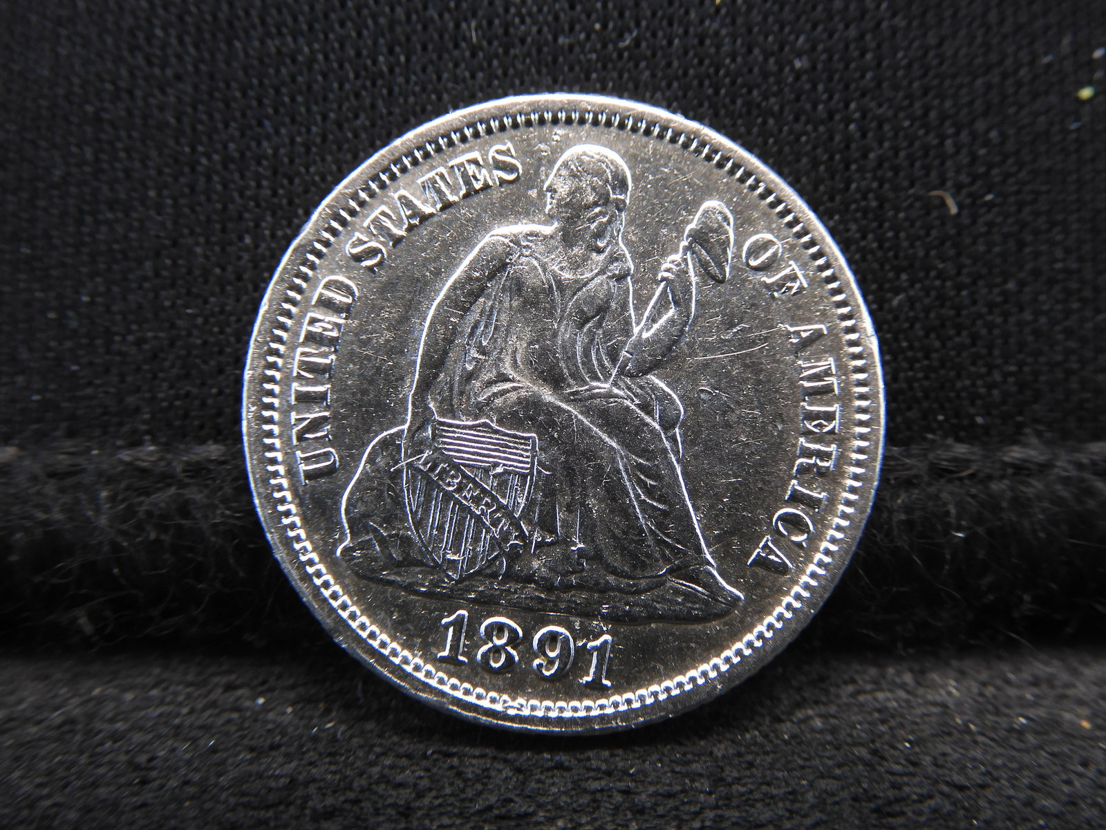1891 Seated Liberty Silver Dime - AU+ Condition (1 of 2)