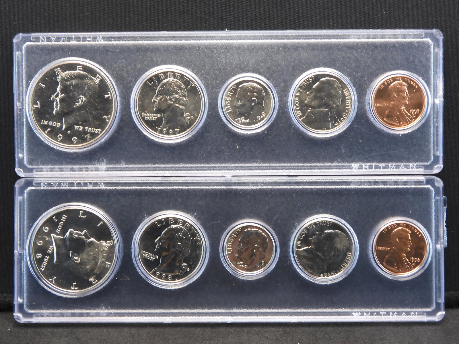 1997-D & 1998-D Year Sets From Cent to Kennedy Half Dollar - Each in Snap Lock Plastic Holders (1 of 5)