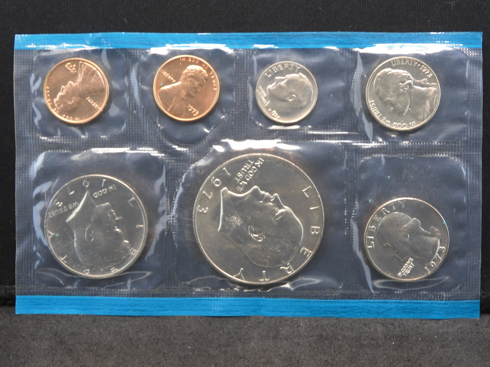 Half of 1973 U.S. Uncirculated Mint Set in Original Cellophane - Philadelphia Mint (1 of 2)