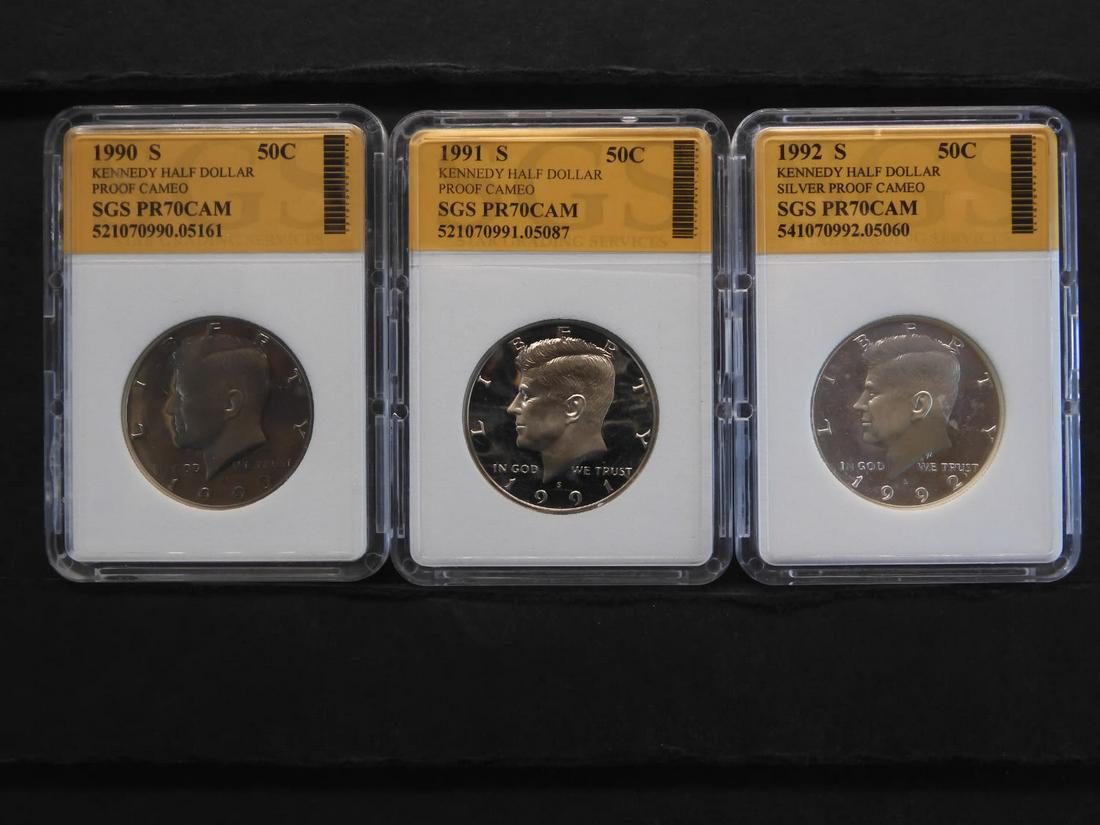 Collection of 1990-S, 1991-S, 1992-S Proof Kennedy Half Dollars (1 of 8)