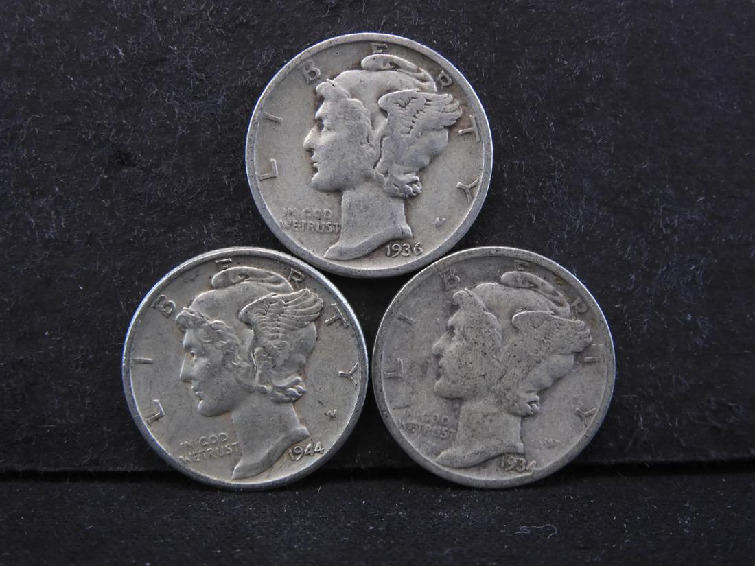 1934/1936 & 1944 MERCURY SILVER/90% DIMES (1 of 2)