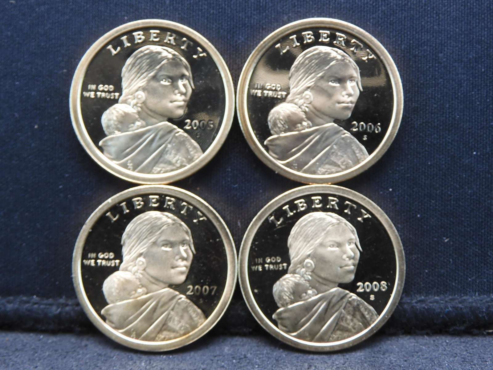 2005-S 2006-S 2007-S 2008-S Proof Sacagawea Native American Dollars. (1 of 2)