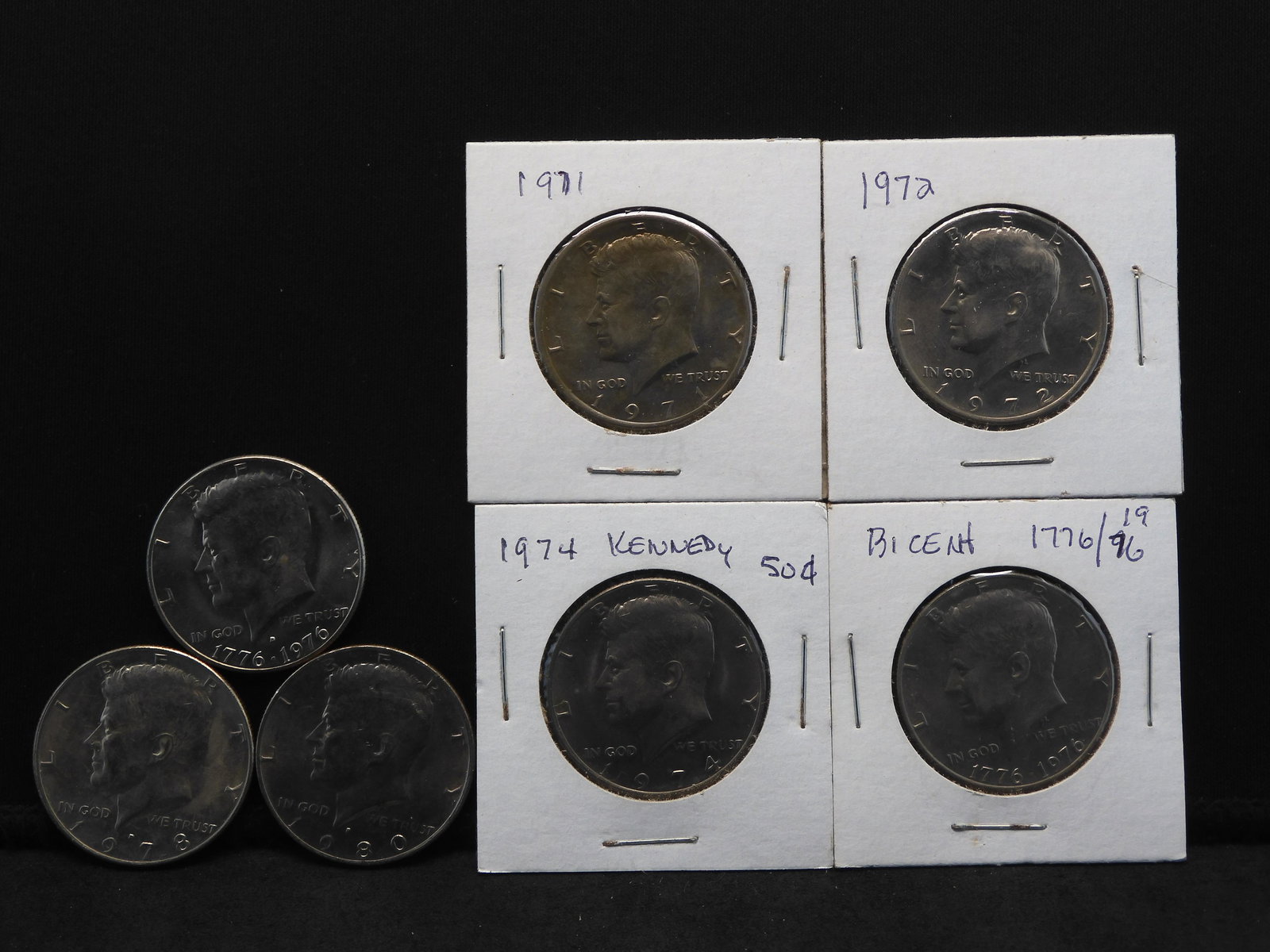 1971, 1972, 1974, 1976, 1976-D, 1978-D & 1980 Kennedy Half Dollars (1 of 7)