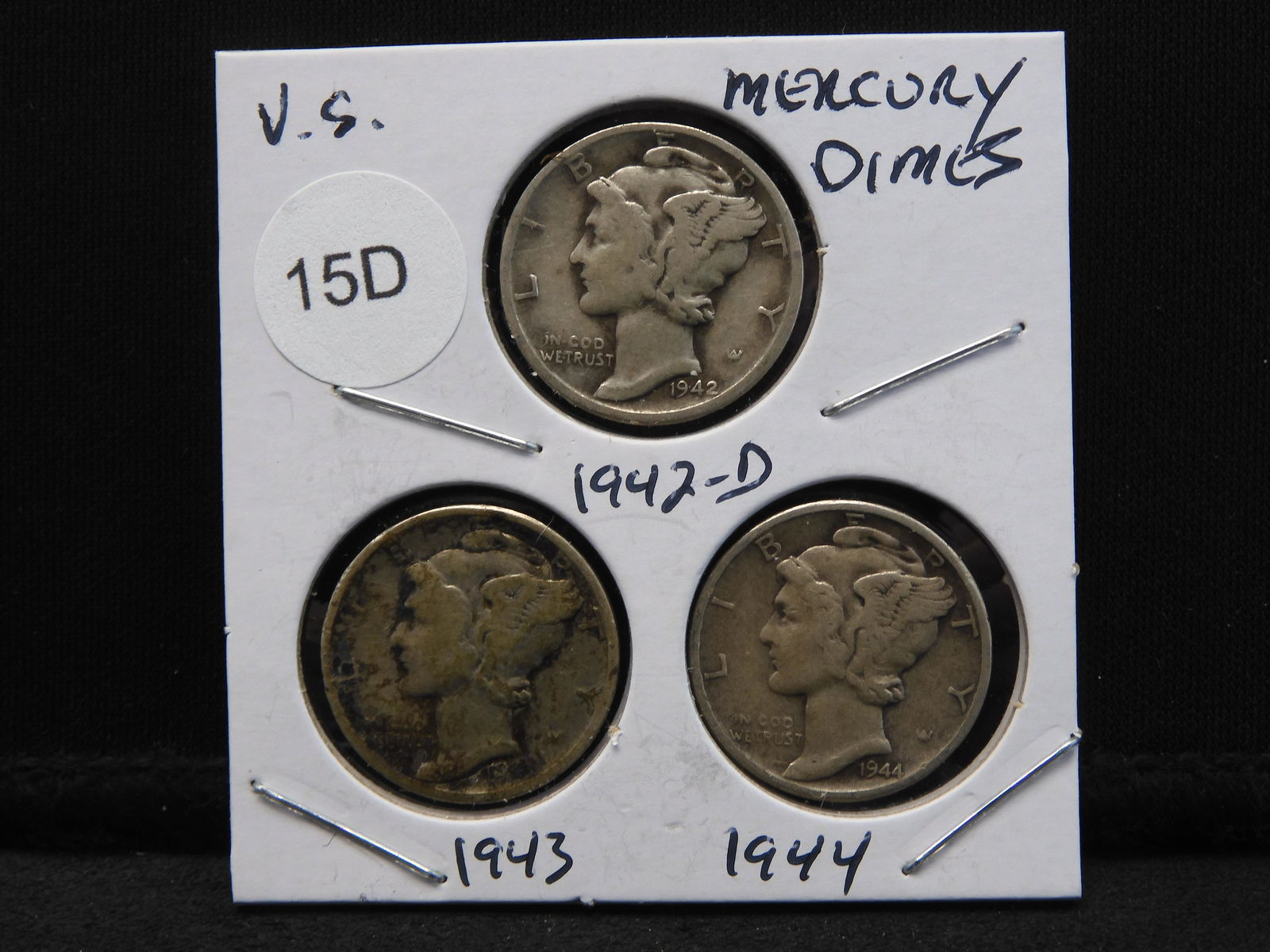 1942-D, 1943, 1944 Mercury Dimes - Great Detail! (1 of 2)