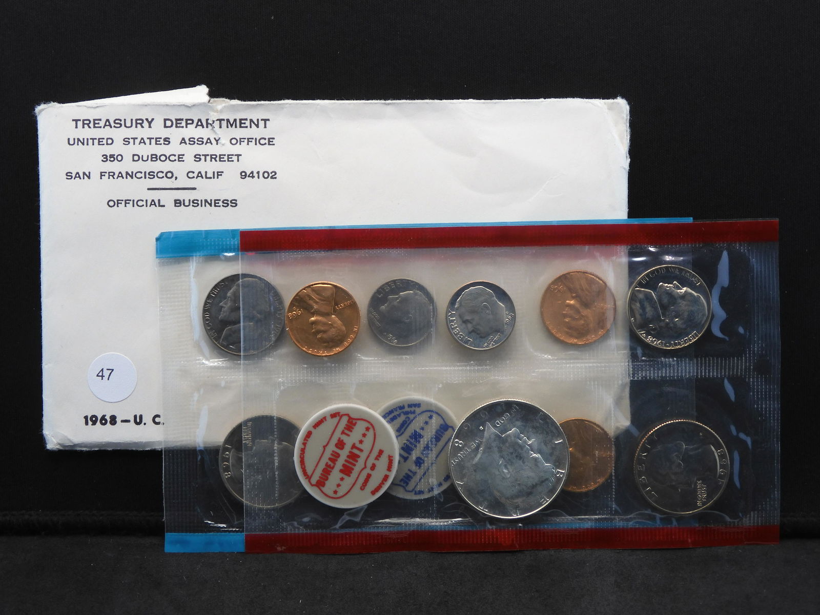 1968 P/D/S 10 Coin US Mint Set.  GEM BU.  Has the 68-D Silver Kennedy Half. (1 of 5)