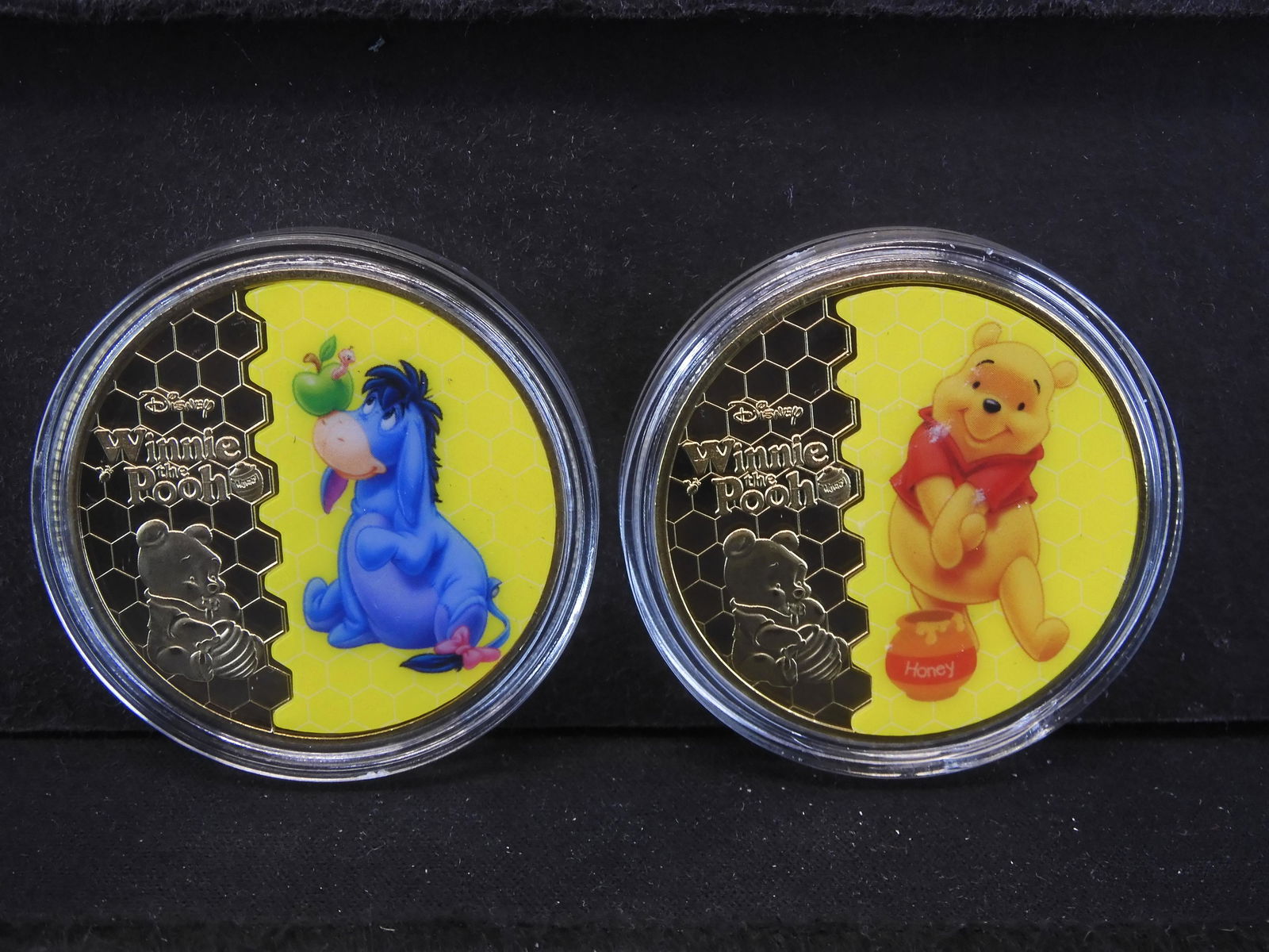 (2) WINNIE THE POOH TOKENS (POOH & EEYORE), PROOF/NEW, NO GOLD/NOVELTY (1 of 2)