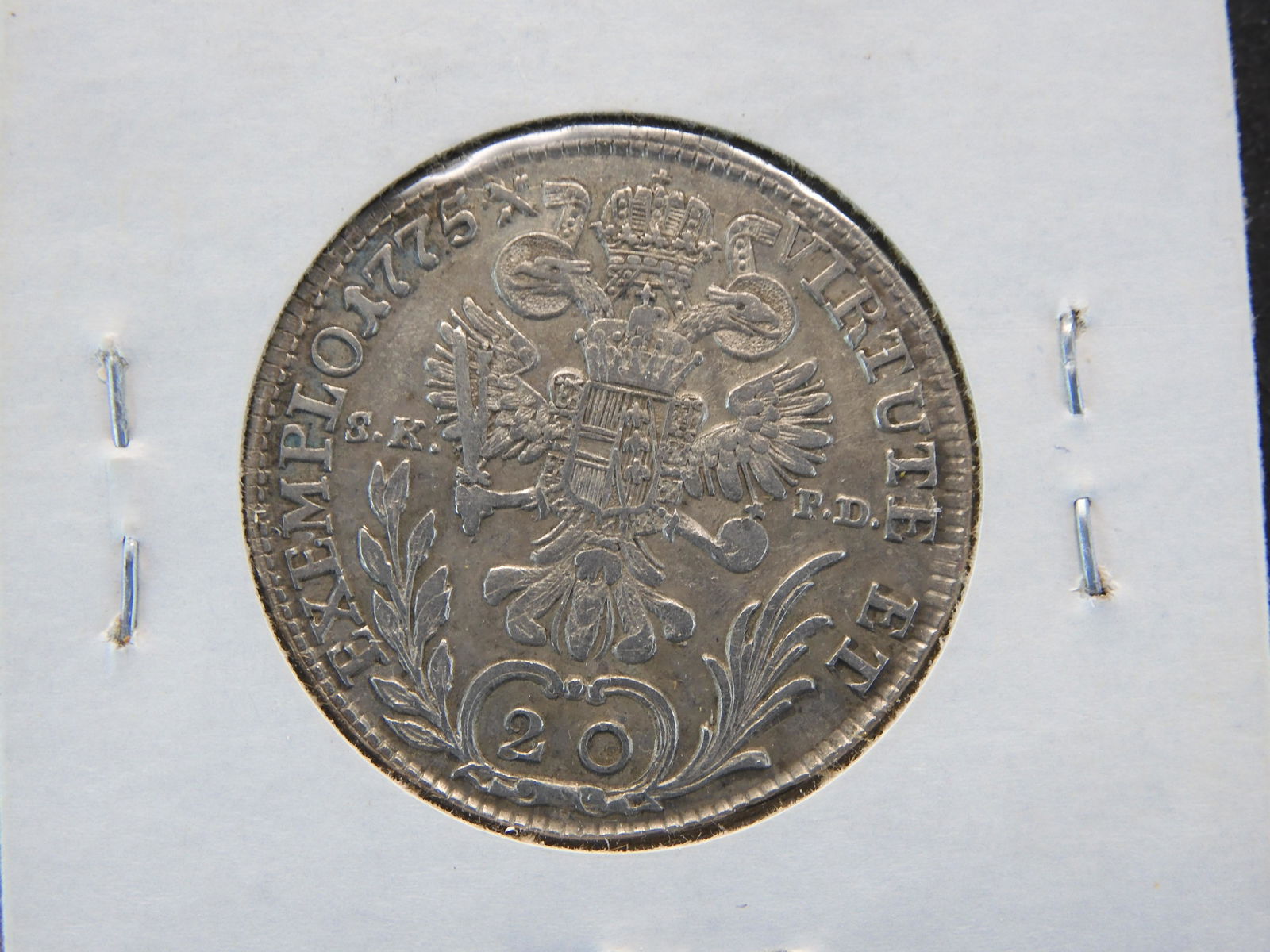 1775-B Austria 20 Kreuzer.  VF. (1 of 3)