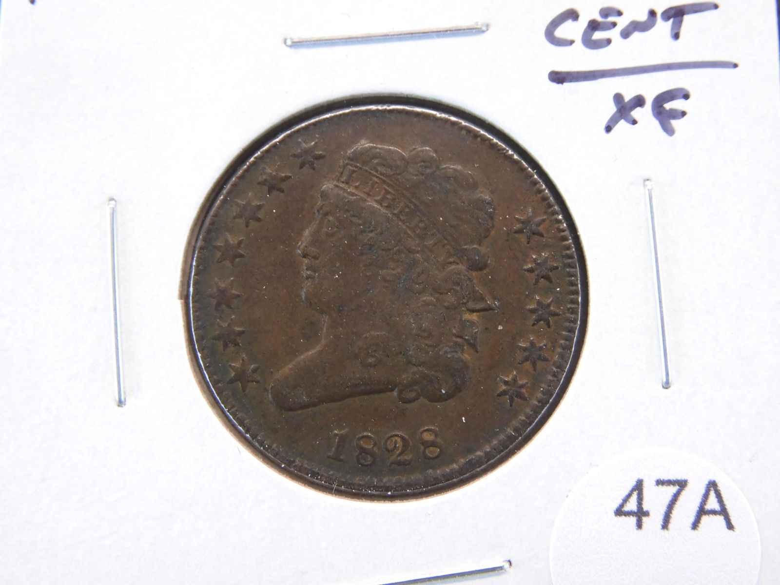 1828 Half Cent.  XF. (1 of 3)