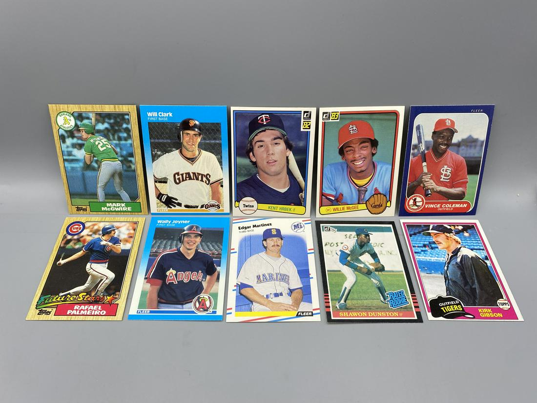 Lot of 10 1980's Rookies - Mark McGwire, Kirk Gibson, Will Clark: Lot of 10 1980's Rookies - Mark McGwire, Kirk Gibson, Will Clark