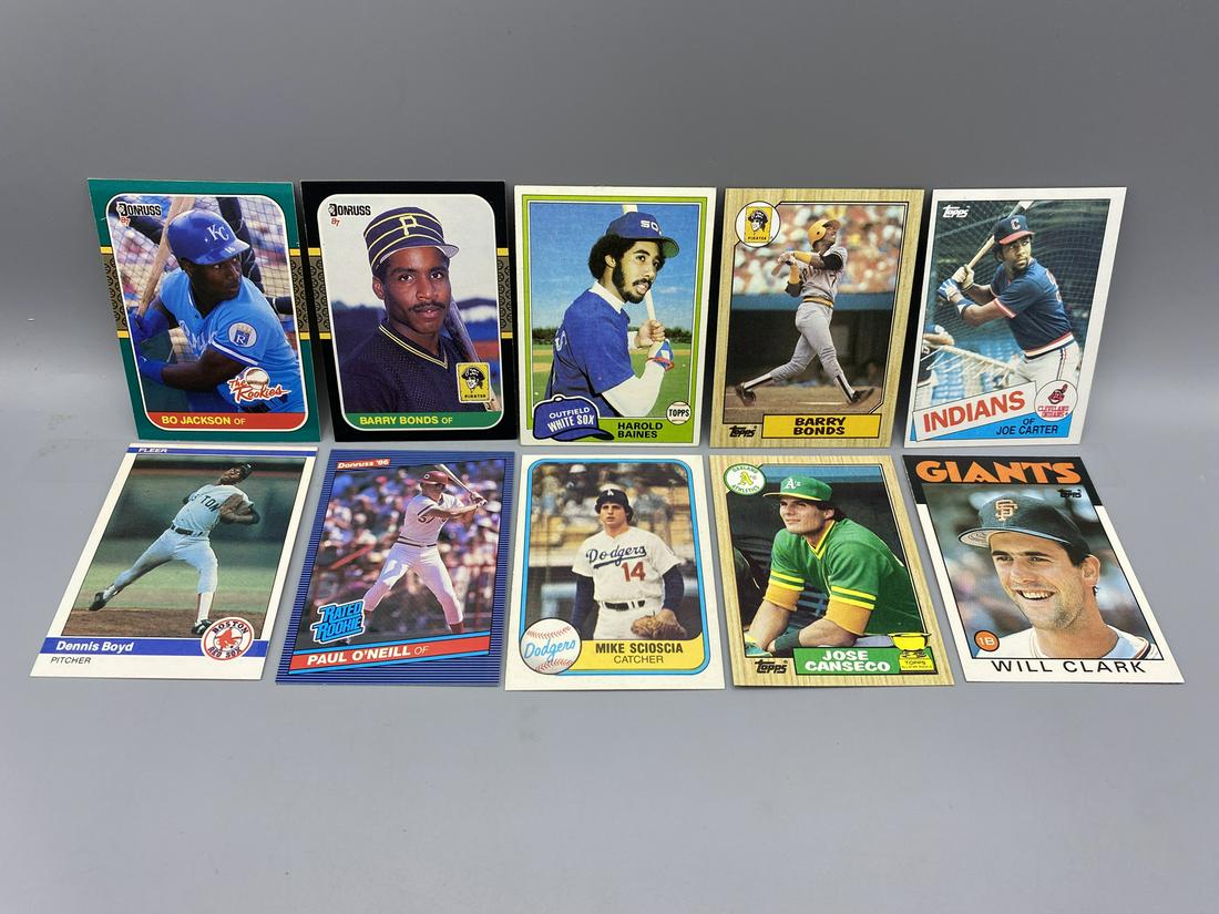 Lot of (10) Baseball Rookie and Prospect Cards - Barry Bonds, Bo Jackson, Jose Canseco (1 of 6)