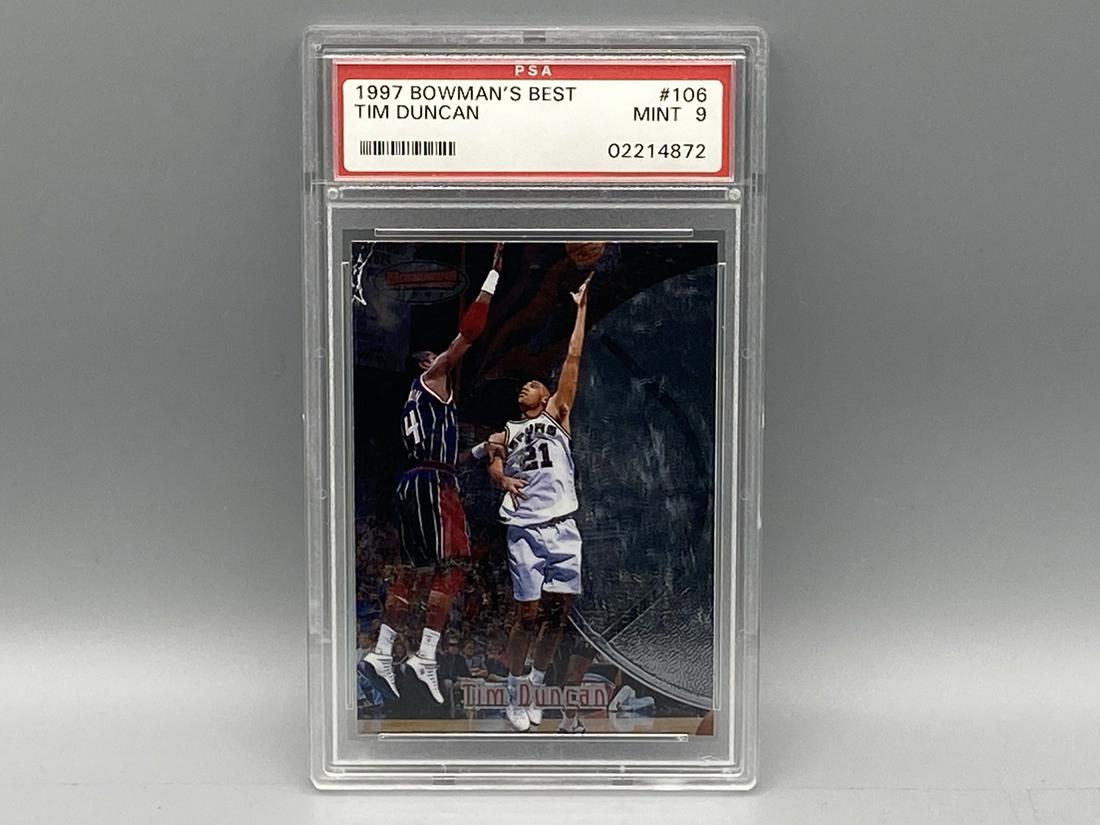 1997 Bowman's Best Tim Duncan RC #106 PSA Mint 9 (1 of 2)