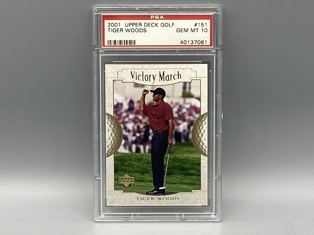 2001 Upper Deck Golf Tiger Woods RC #151 PSA Gem Mint 10 (1 of 2)