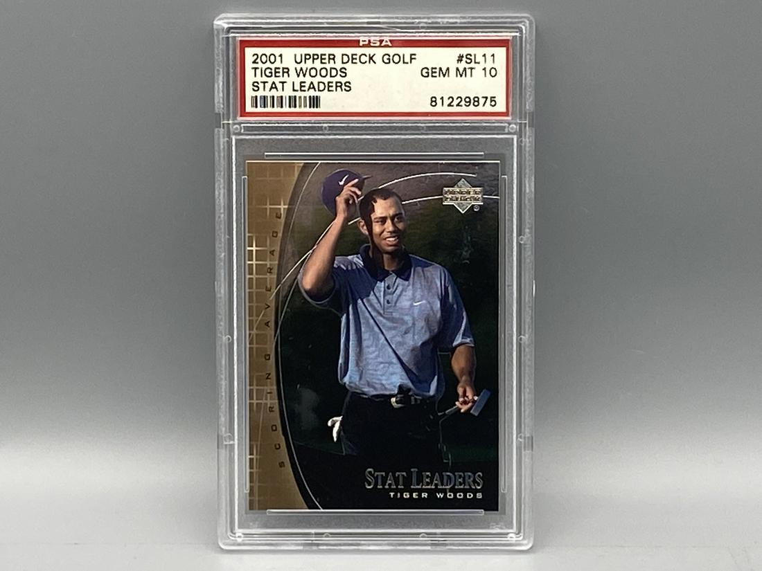 2001 Upper Deck Golf Tiger Woods Stat Leaders RC #Sl11 PSA Gem Mint 10 (1 of 2)