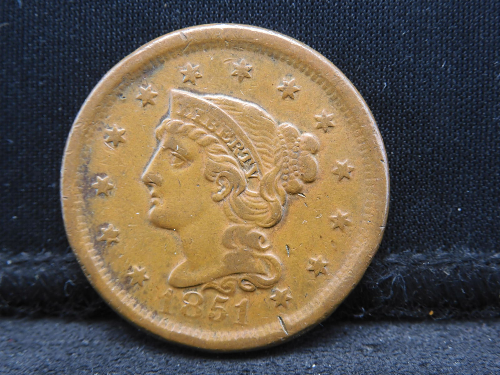 1851 Braided Hair Large Cent - XF (1 of 2)