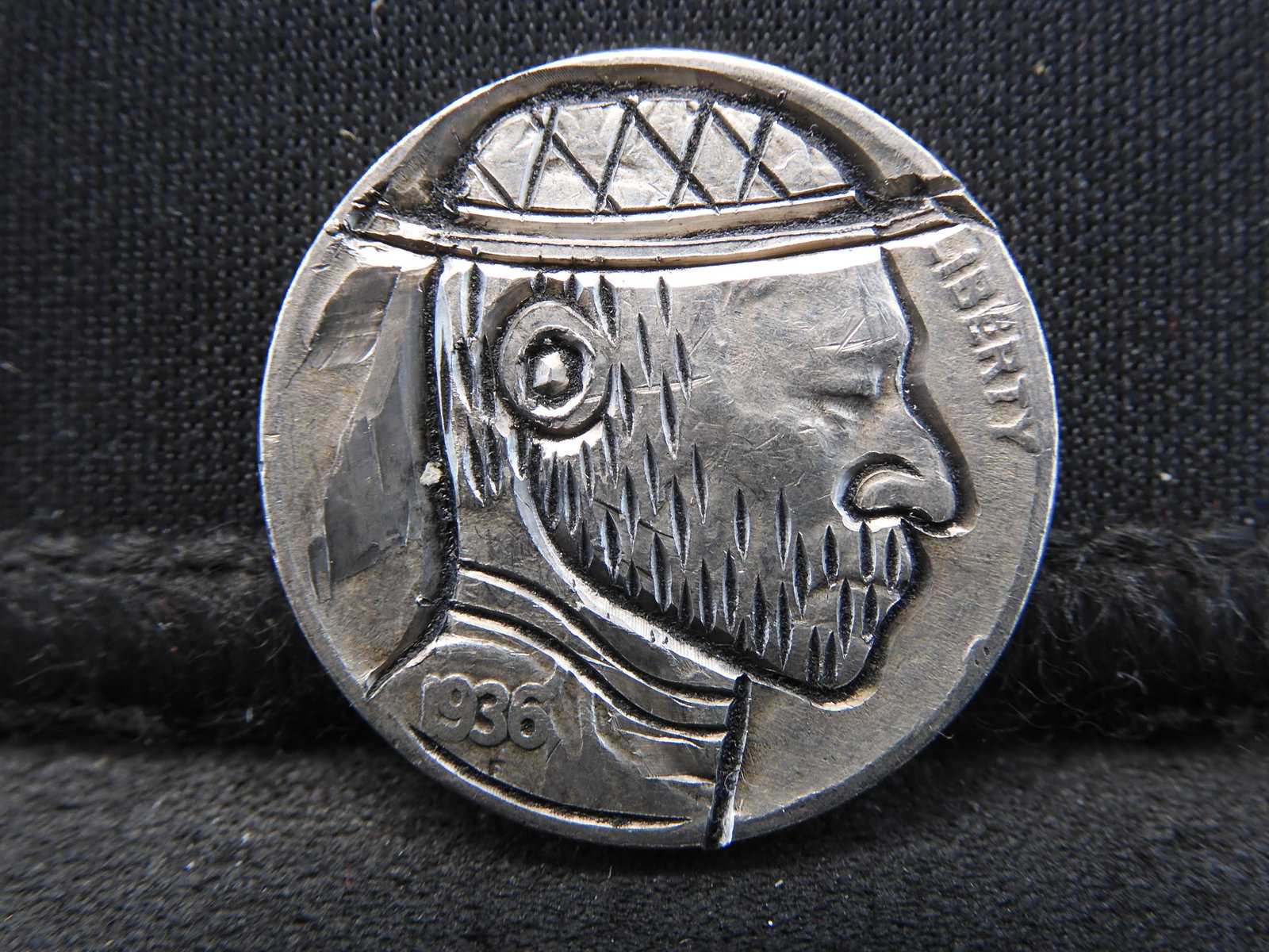 Modern Hobo Nickel - 1936 Buffalo Head Indian Nickel - Amazing Detail: Modern Hobo Nickel - 1936 Buffalo Head Indian Nickel - Amazing Detail