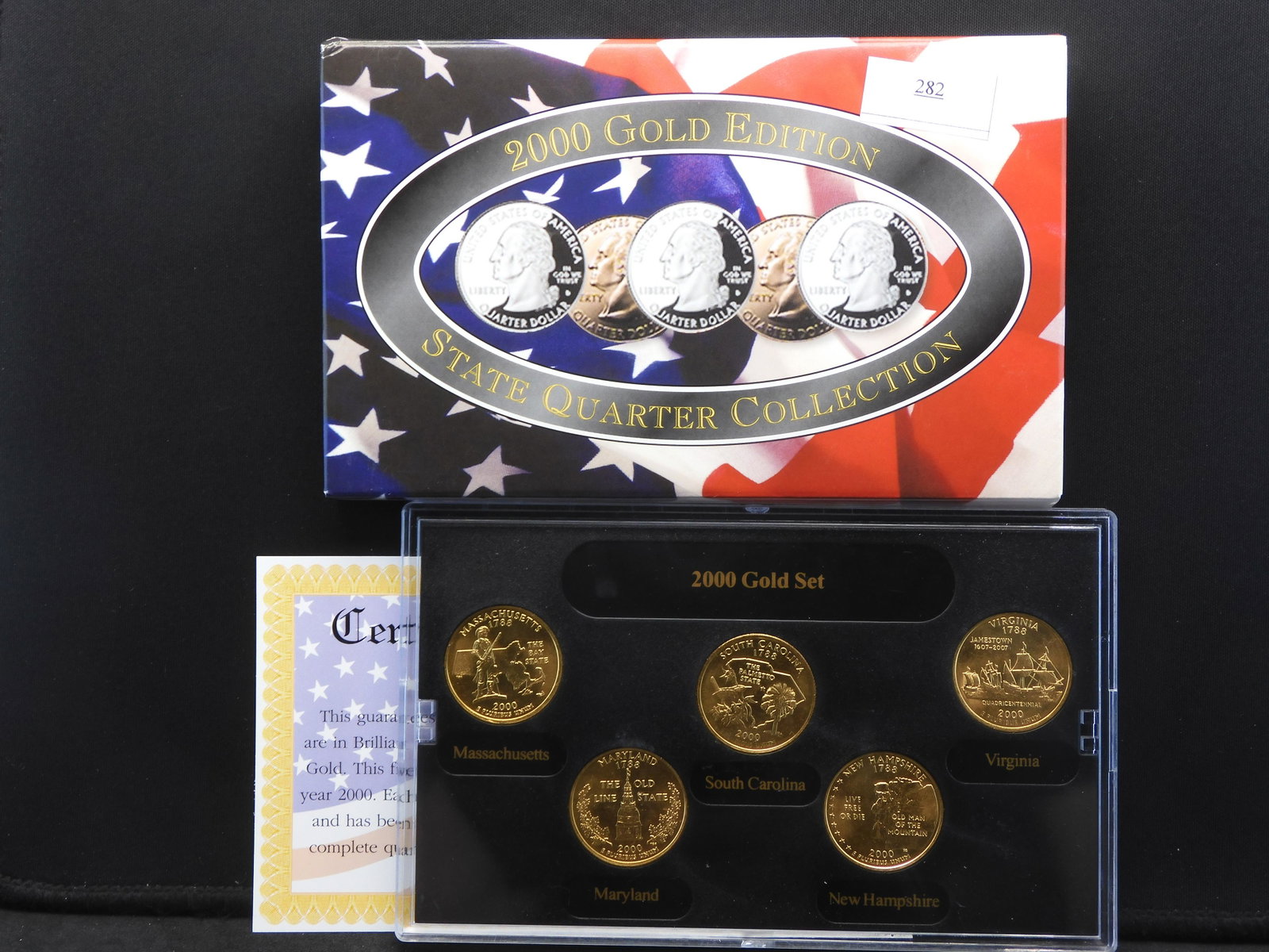 2000-D U.S. Gold Layered Statehood 5 Quarter Set - Beautiful- Brilliant Uncirculated: 2000-D U.S. Gold Layered Statehood 5 Quarter Set - Beautiful- Brilliant Uncirculated