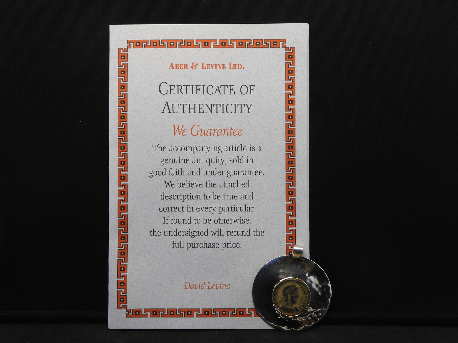 Sterling Silver Pendant w/ 14KT Bezel with Ancient Coin Center - Unique!! (1 of 5)