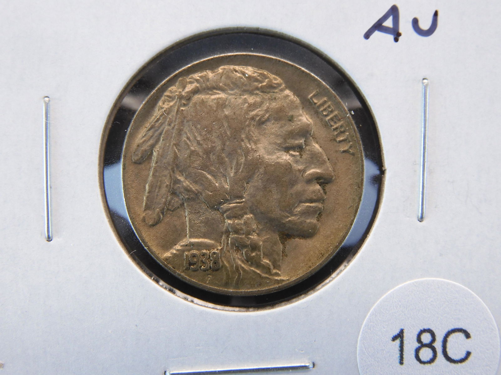 1938-D Buffalo 5c.  AU. (1 of 3)