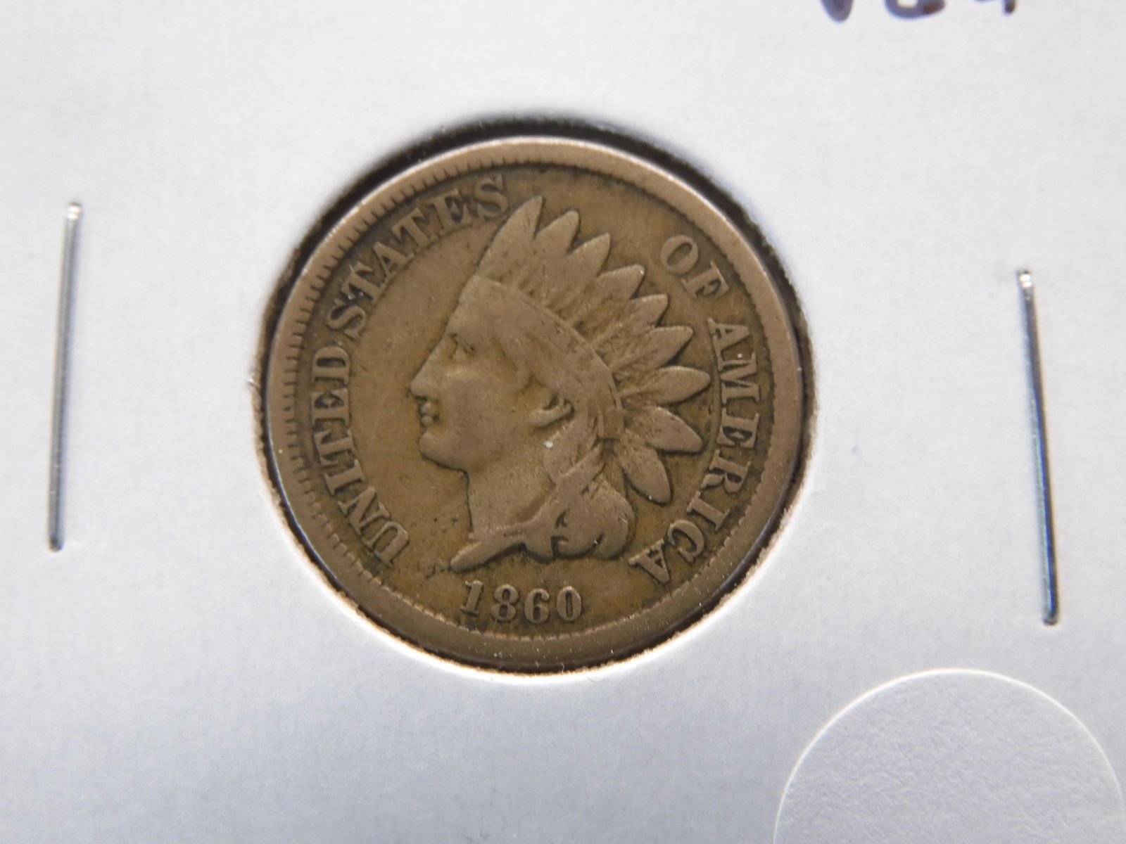 1860 Indian 1c.  VG+. (1 of 3)
