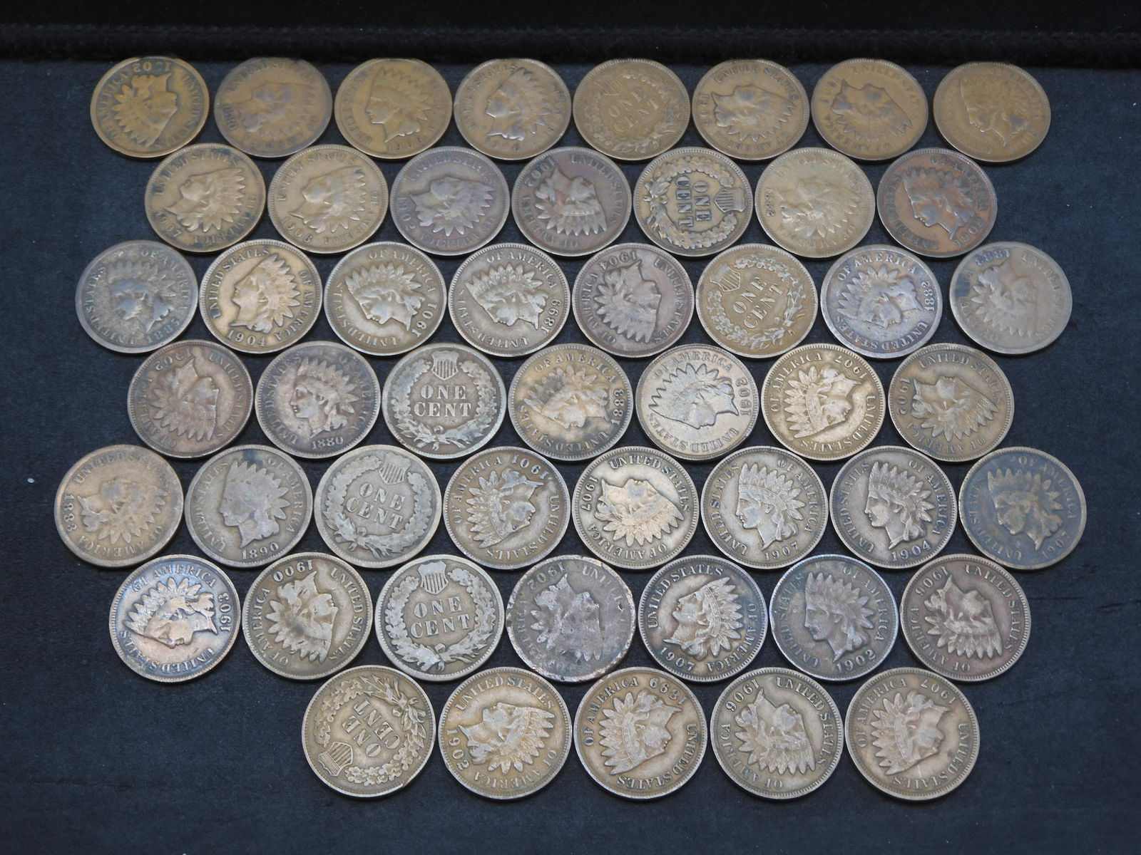 Roll Of 50 Mixed Date Indian Head Cents. (1 of 3)