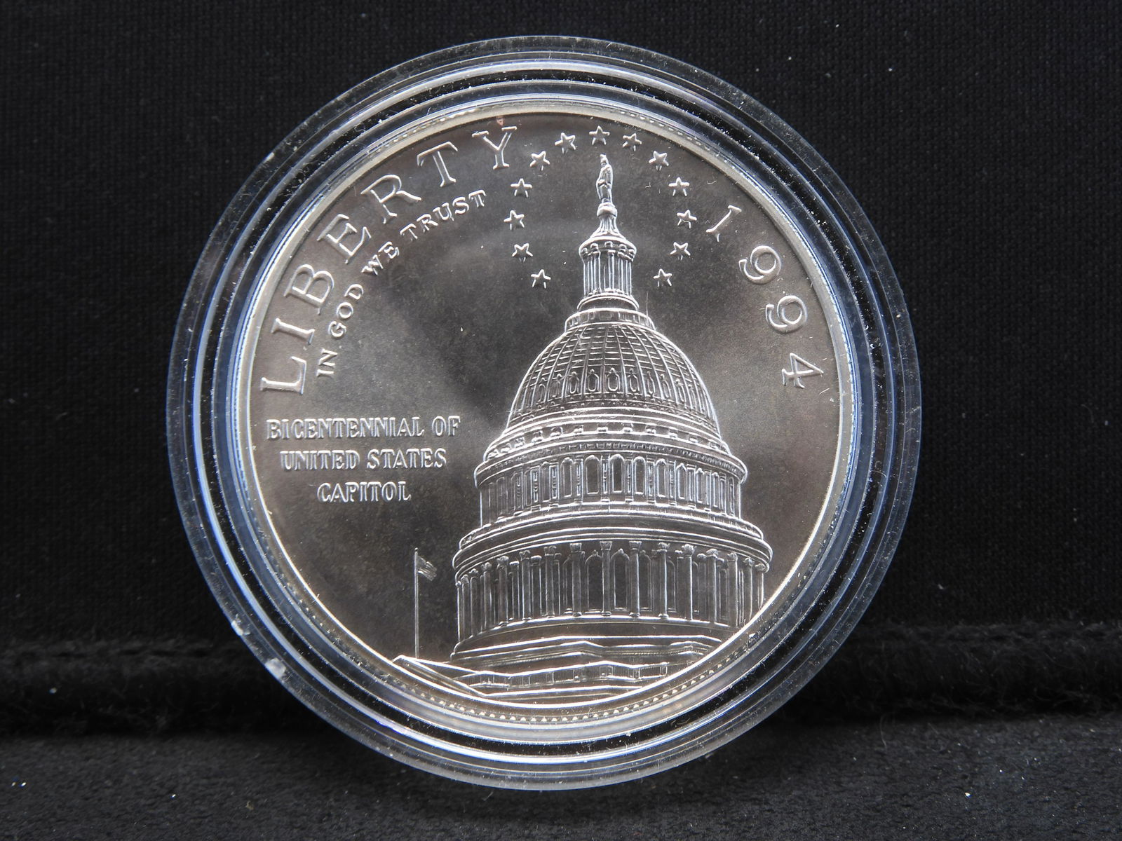 1994-D US Capitol commemorative silver dollar.  GEM BU in original capsule. (1 of 2)