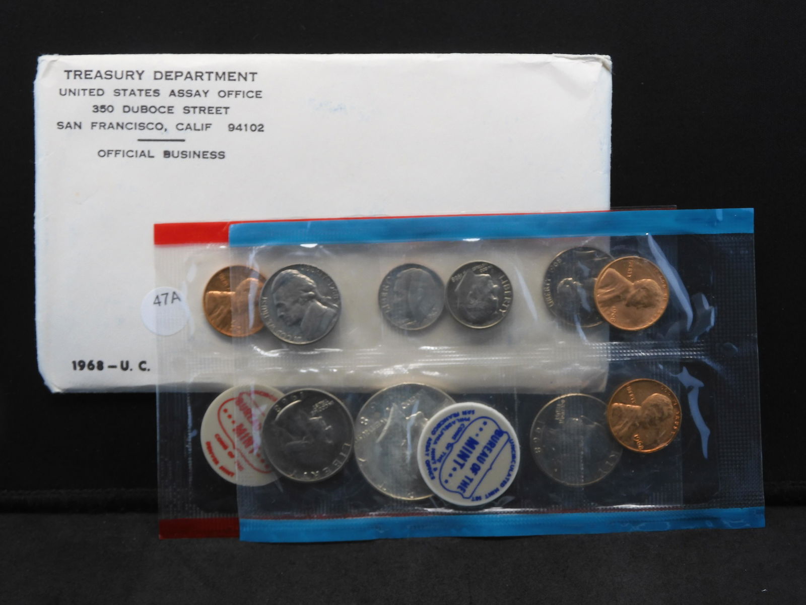 1968 P/D/S 10 Coin US Mint Set.  GEM BU.  Has the 68-D Silver Kennedy Half. (1 of 5)