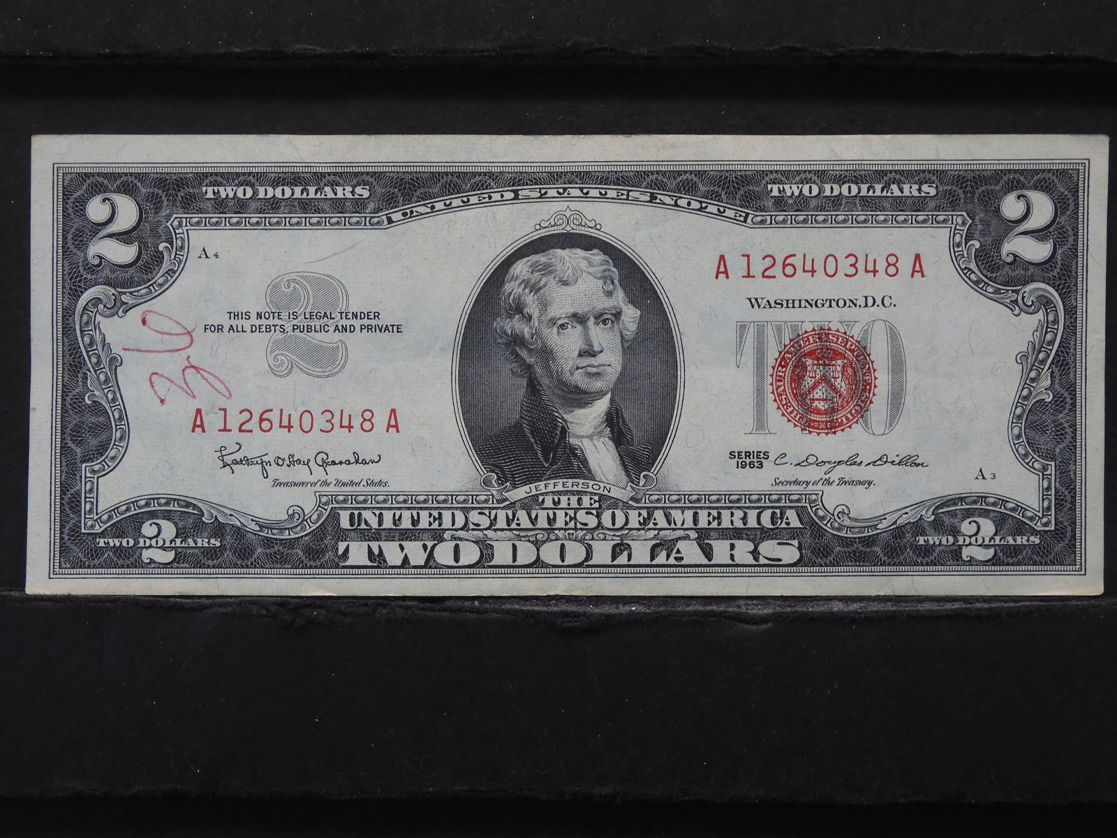 1963 (RED NOTE/CRISP), BOOKENDS, $2 DOLLAR! (1 of 3)