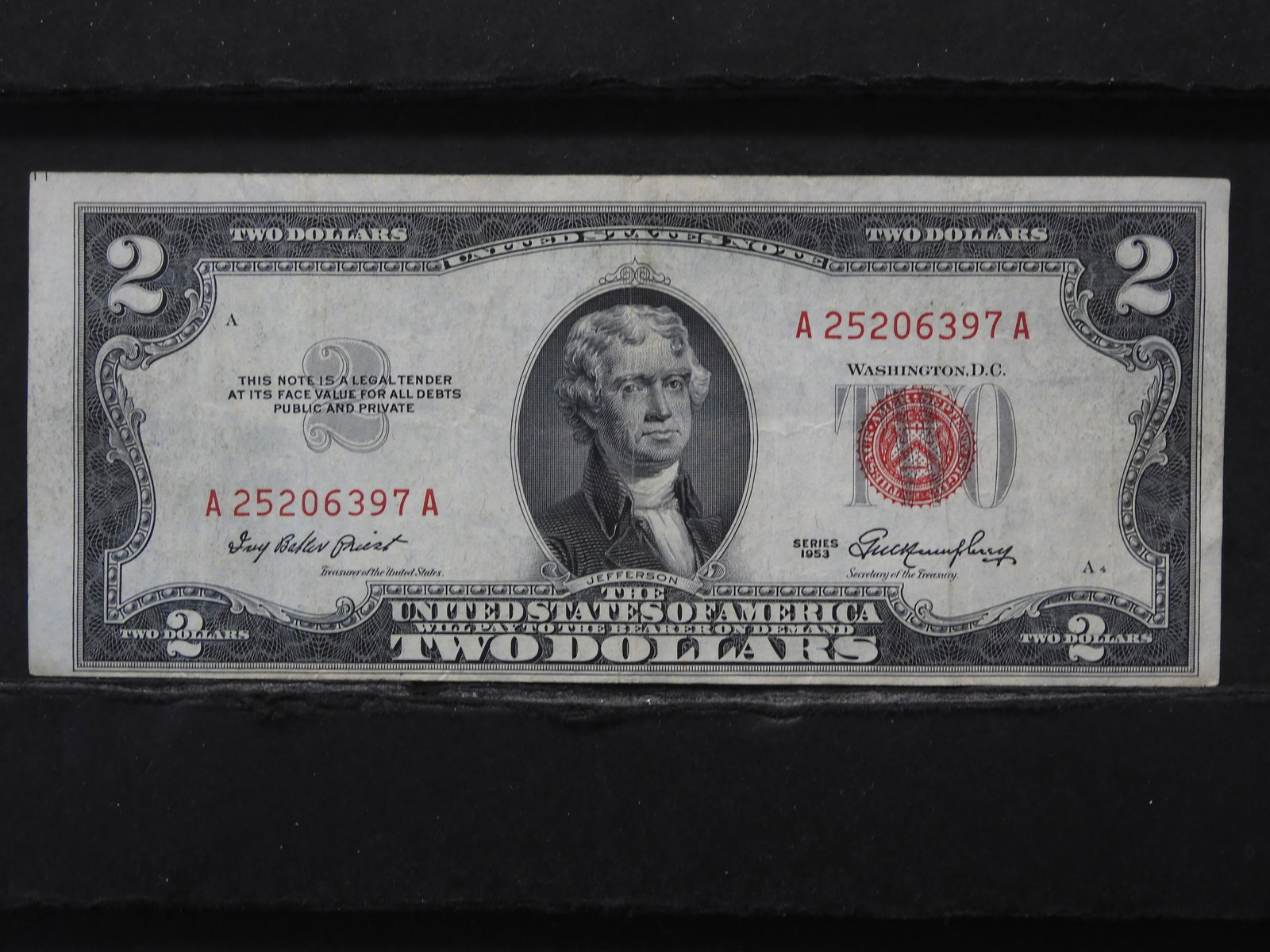 1953 (ERROR-DIE SHIFT/RED NOTE/CRISP), BOOKENDS, $2 DOLLAR! (1 of 3)