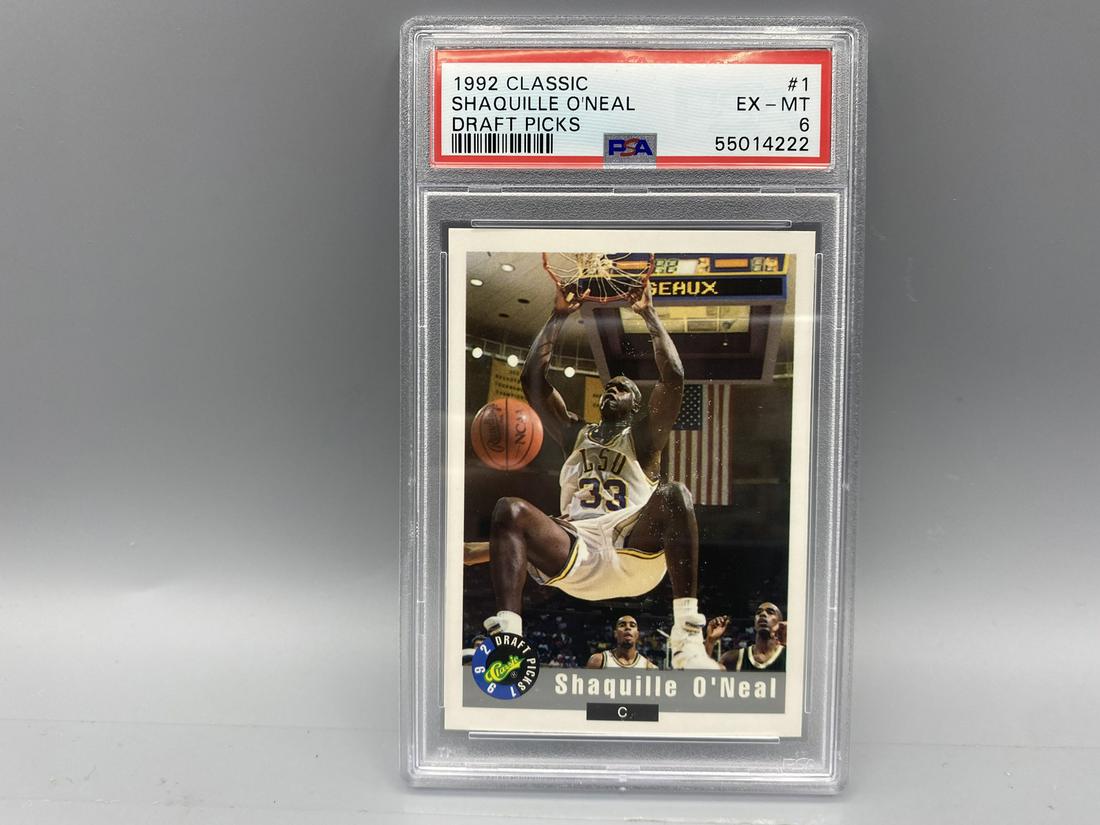 1992 Classic Draft Picks Shaquille O'Neal RC #1 PSA EX-MT 6 (1 of 2)