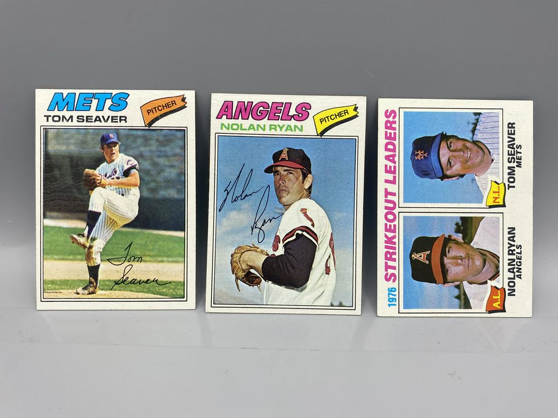 1977 Topps Tom Seaver #150, Nolan Ryan #650, & 76' Strikeout Leaders Nolan Ryan/Tom Seaver #6 (1 of 2)